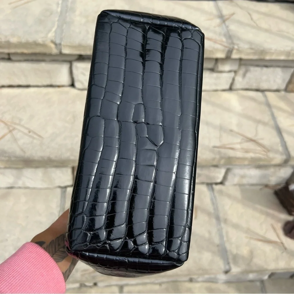 VINTAGE WA Weymouth American made in England black leather handbag purse - Picture 3 of 11